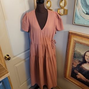 Universal thread boho wrap dress with pockets